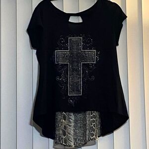 Hybrid Large Top Cross Animal Snake Print Bling Christian